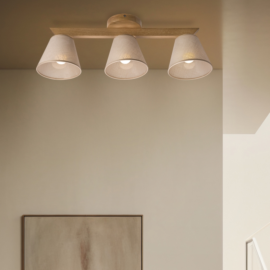 Brilagi - Lampadario a plafone ANTHONY 3xE14/40W/230V quercia/beige