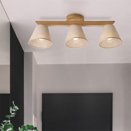 Brilagi - Lampadario a plafone ANTHONY 3xE14/40W/230V quercia/beige