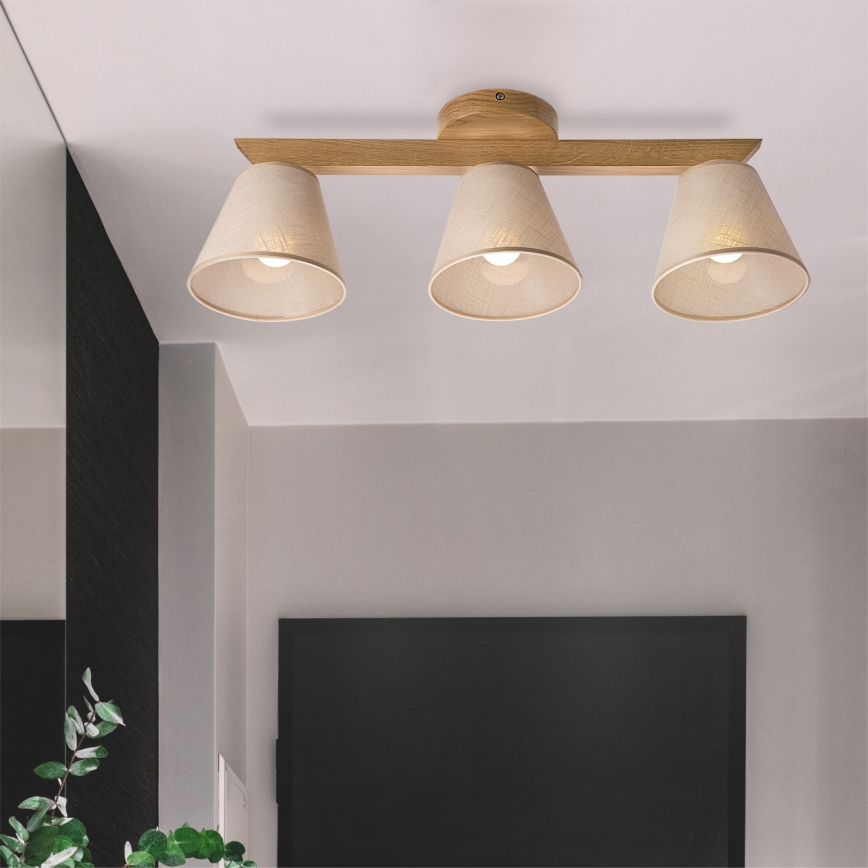 Brilagi - Lampadario a plafone ANTHONY 3xE14/40W/230V quercia/beige