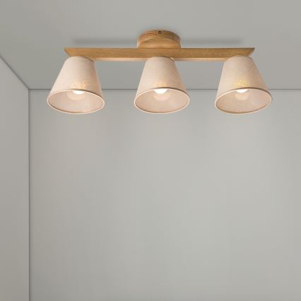 Brilagi - Lampadario a plafone ANTHONY 3xE14/40W/230V quercia/beige