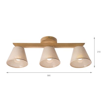 Brilagi - Lampadario a plafone ANTHONY 3xE14/40W/230V quercia/beige