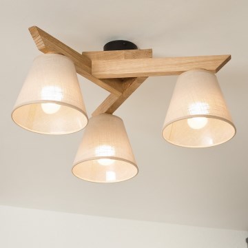 Brilagi - Lampadario a plafone ANTHONY 3xE14/40W/230V quercia/beige