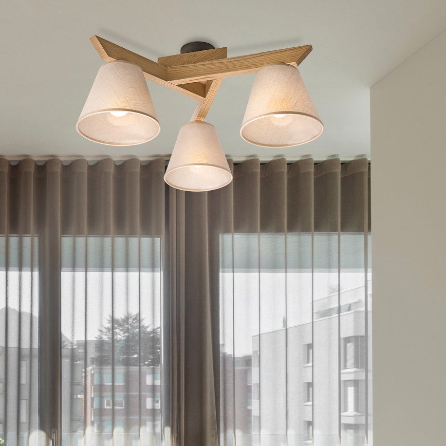 Brilagi - Lampadario a plafone ANTHONY 3xE14/40W/230V quercia/beige