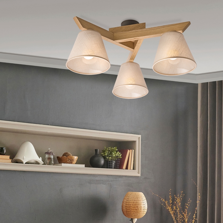 Brilagi - Lampadario a plafone ANTHONY 3xE14/40W/230V quercia/beige