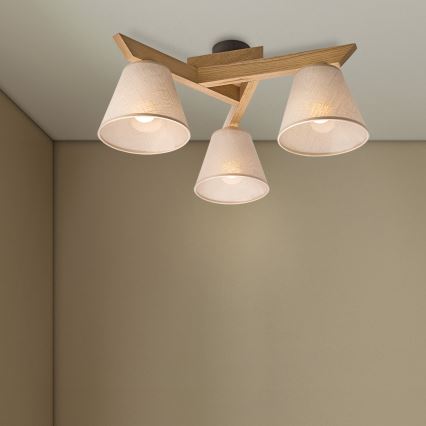 Brilagi - Lampadario a plafone ANTHONY 3xE14/40W/230V quercia/beige