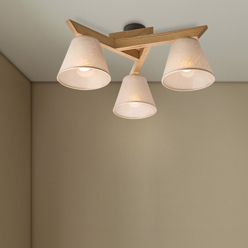 Brilagi - Lampadario a plafone ANTHONY 3xE14/40W/230V quercia/beige