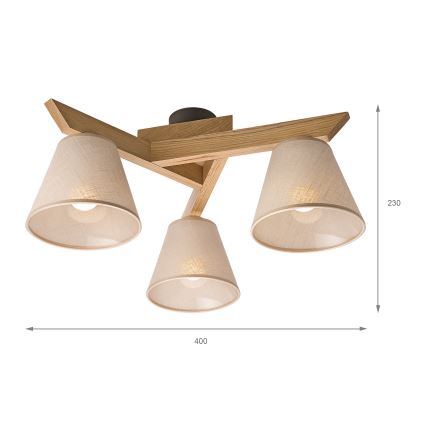 Brilagi - Lampadario a plafone ANTHONY 3xE14/40W/230V quercia/beige