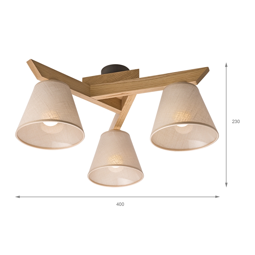 Brilagi - Lampadario a plafone ANTHONY 3xE14/40W/230V quercia/beige