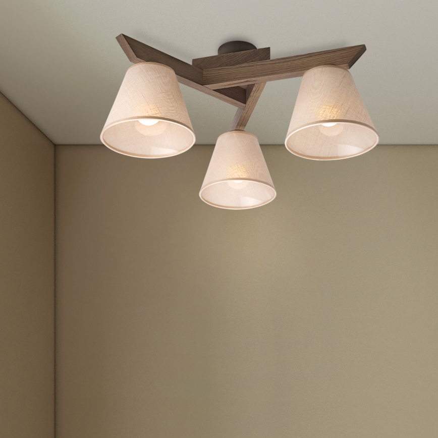 Brilagi - Lampadario a plafone ANTHONY 3xE14/40W/230V quercia/beige