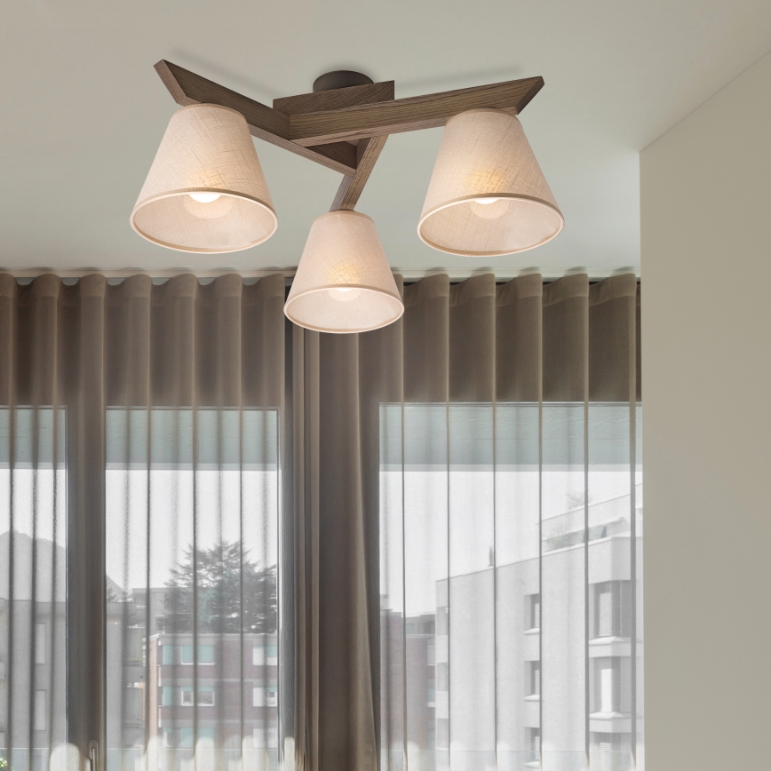Brilagi - Lampadario a plafone ANTHONY 3xE14/40W/230V quercia/beige