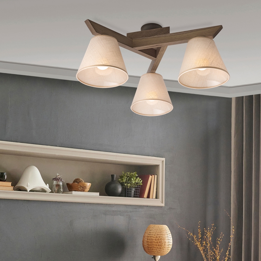 Brilagi - Lampadario a plafone ANTHONY 3xE14/40W/230V quercia/beige