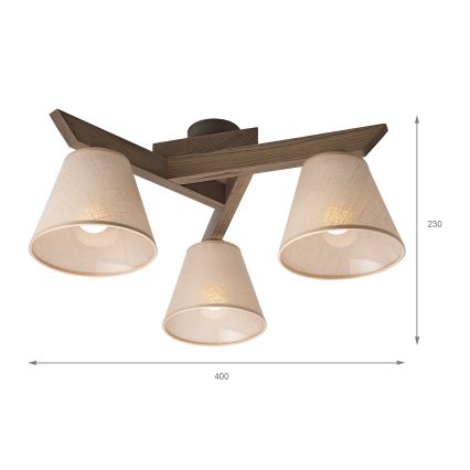 Brilagi - Lampadario a plafone ANTHONY 3xE14/40W/230V quercia/beige