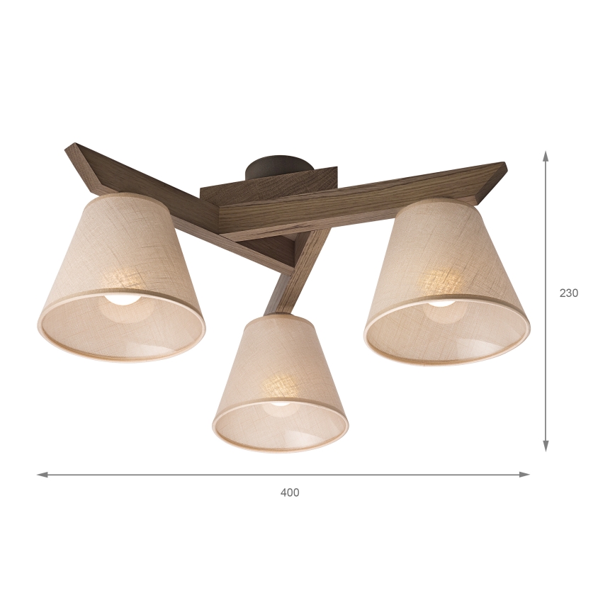 Brilagi - Lampadario a plafone ANTHONY 3xE14/40W/230V quercia/beige