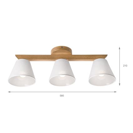 Brilagi - Lampadario a plafone ANTHONY 3xE14/40W/230V quercia/bianco