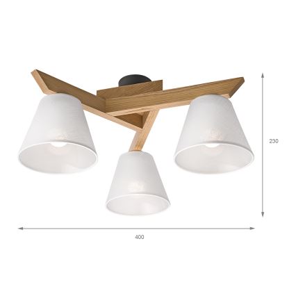 Brilagi - Lampadario a plafone ANTHONY 3xE14/40W/230V quercia/bianco
