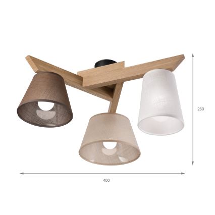 Brilagi - Lampadario a plafone ANTHONY 3xE14/40W/230V quercia
