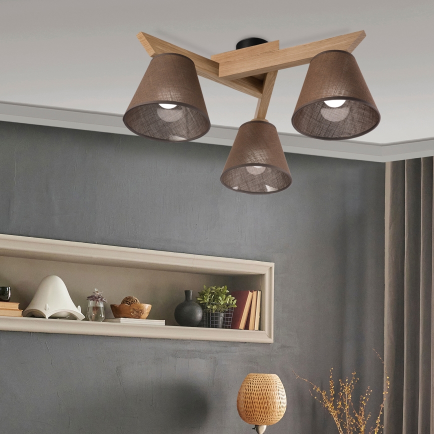 Brilagi - Lampadario a plafone ANTHONY 3xE14/40W/230V quercia/marrone