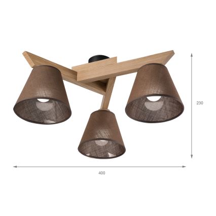 Brilagi - Lampadario a plafone ANTHONY 3xE14/40W/230V quercia/marrone