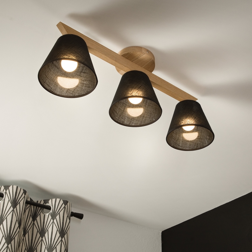 Brilagi - Lampadario a plafone ANTHONY 3xE14/40W/230V quercia/nero