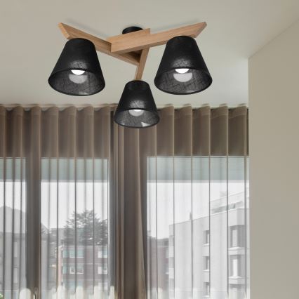 Brilagi - Lampadario a plafone ANTHONY 3xE14/40W/230V quercia/nero