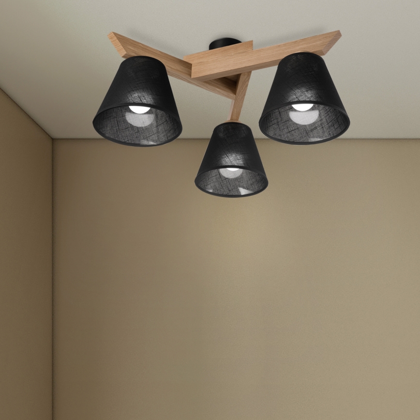 Brilagi - Lampadario a plafone ANTHONY 3xE14/40W/230V quercia/nero
