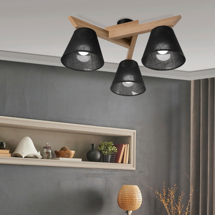 Brilagi - Lampadario a plafone ANTHONY 3xE14/40W/230V quercia/nero