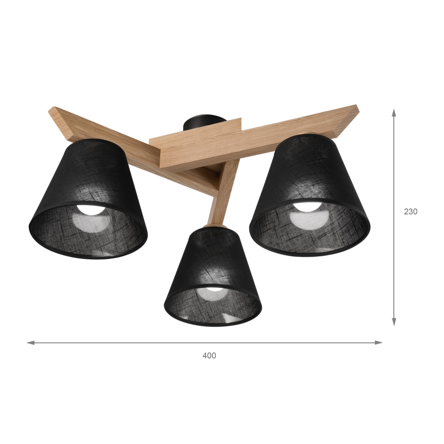 Brilagi - Lampadario a plafone ANTHONY 3xE14/40W/230V quercia/nero