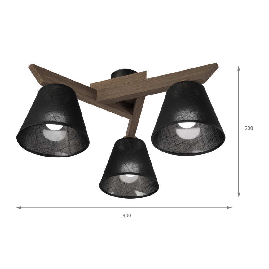 Brilagi - Lampadario a plafone ANTHONY 3xE14/40W/230V quercia/nero