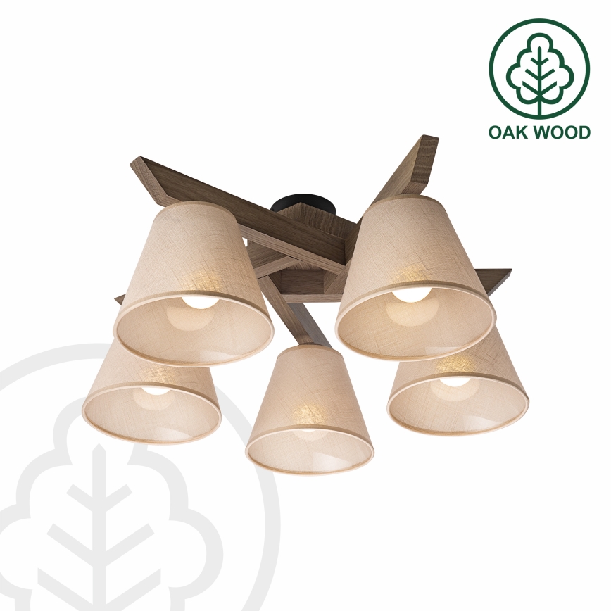 Brilagi - Lampadario a plafone ANTHONY 5xE14/40W/230V quercia/beige