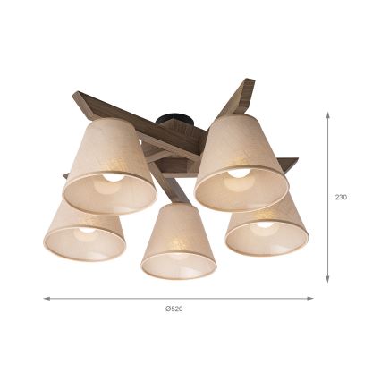 Brilagi - Lampadario a plafone ANTHONY 5xE14/40W/230V quercia/beige