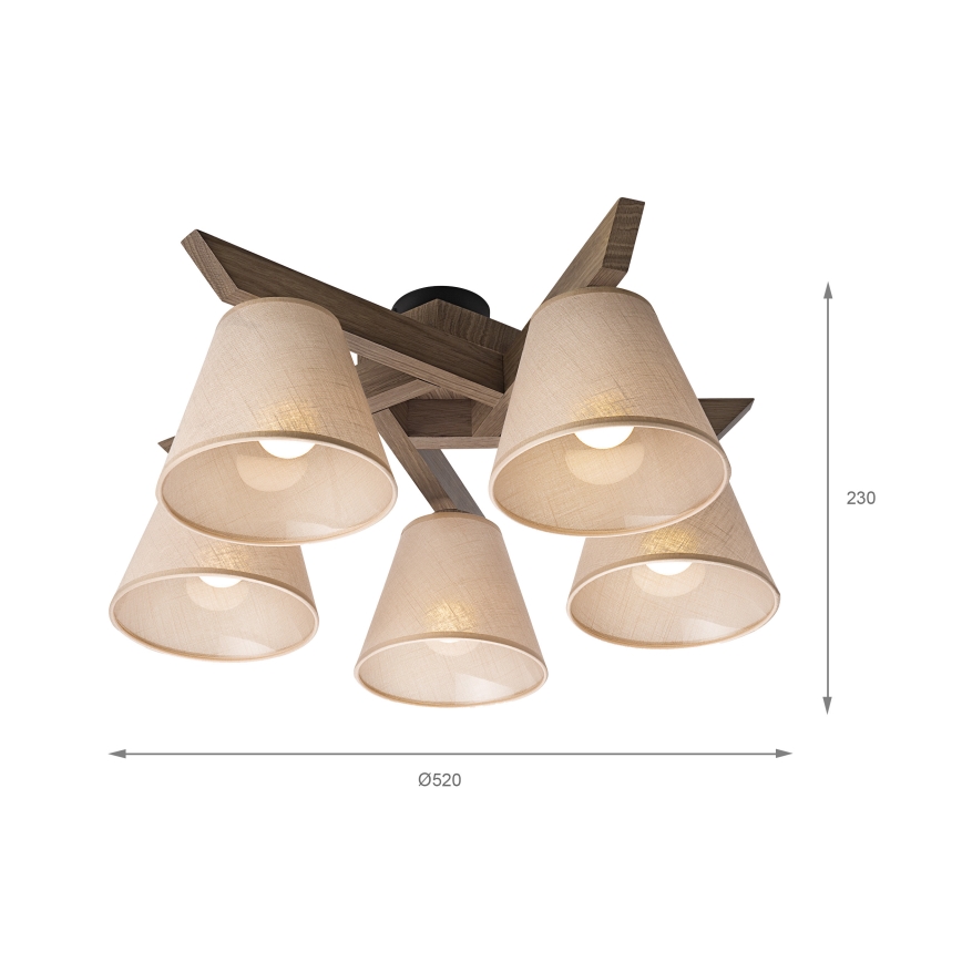 Brilagi - Lampadario a plafone ANTHONY 5xE14/40W/230V quercia/beige