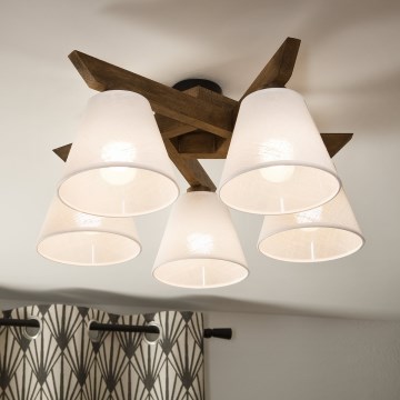 Brilagi - Lampadario a plafone ANTHONY 5xE14/40W/230V quercia/bianco