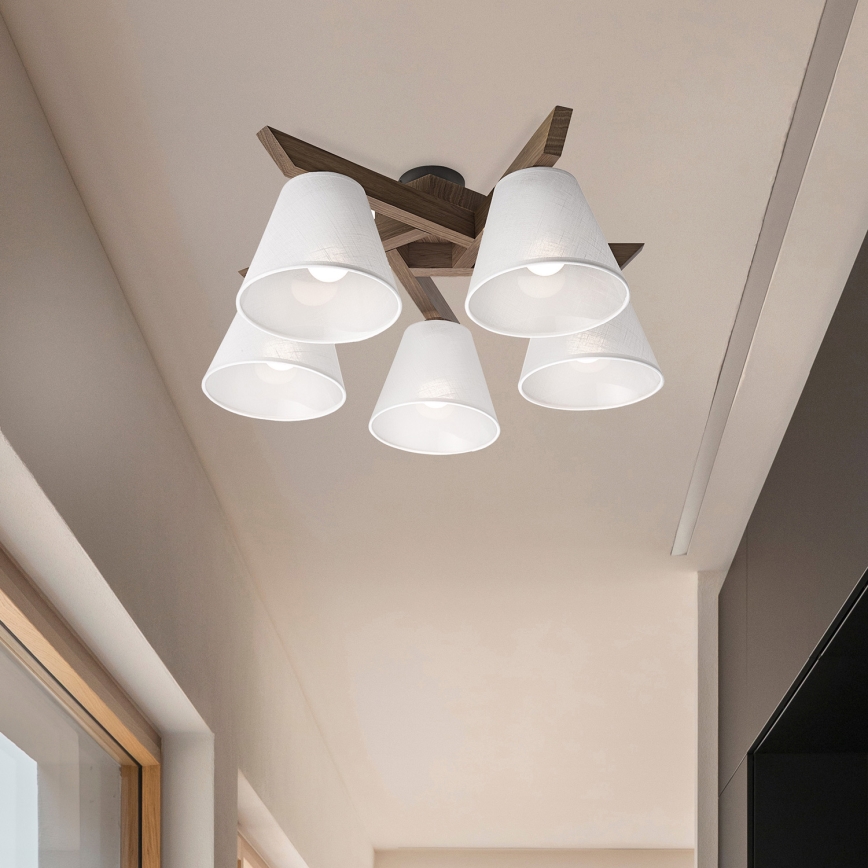 Brilagi - Lampadario a plafone ANTHONY 5xE14/40W/230V quercia/bianco