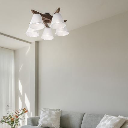 Brilagi - Lampadario a plafone ANTHONY 5xE14/40W/230V quercia/bianco