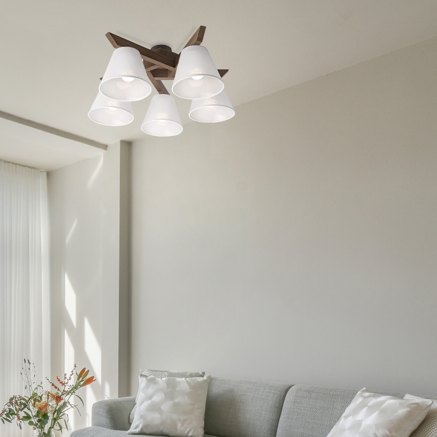 Brilagi - Lampadario a plafone ANTHONY 5xE14/40W/230V quercia/bianco