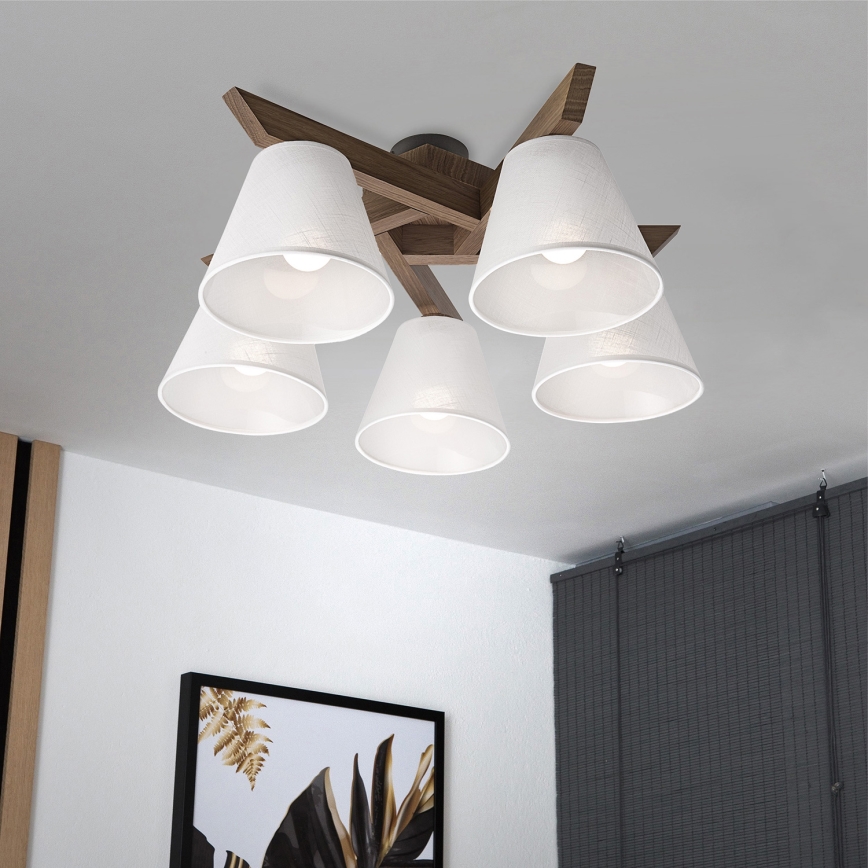 Brilagi - Lampadario a plafone ANTHONY 5xE14/40W/230V quercia/bianco