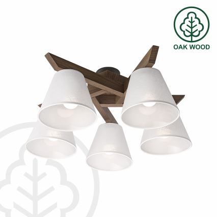 Brilagi - Lampadario a plafone ANTHONY 5xE14/40W/230V quercia/bianco