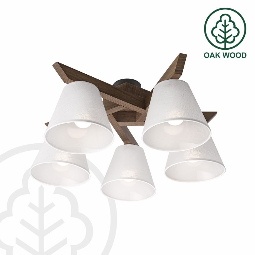 Brilagi - Lampadario a plafone ANTHONY 5xE14/40W/230V quercia/bianco