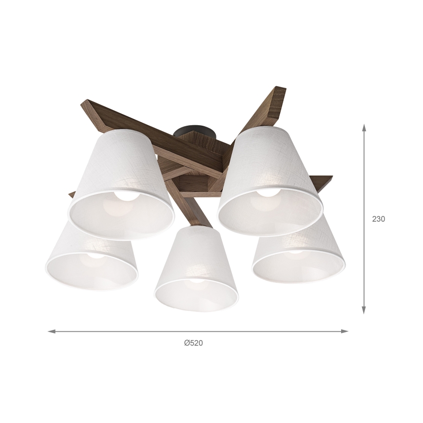 Brilagi - Lampadario a plafone ANTHONY 5xE14/40W/230V quercia/bianco