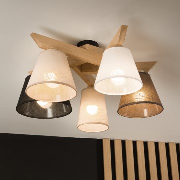 Brilagi - Lampadario a plafone ANTHONY 5xE14/40W/230V quercia