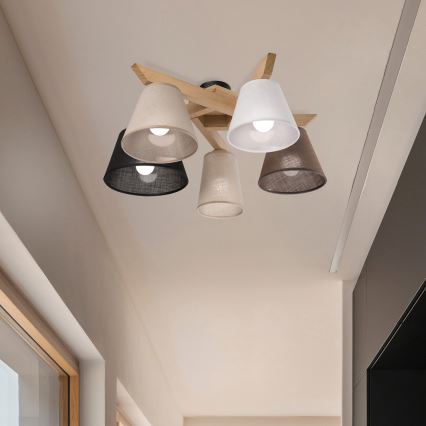 Brilagi - Lampadario a plafone ANTHONY 5xE14/40W/230V quercia
