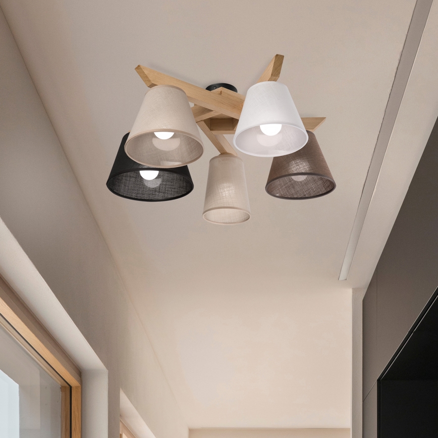 Brilagi - Lampadario a plafone ANTHONY 5xE14/40W/230V quercia