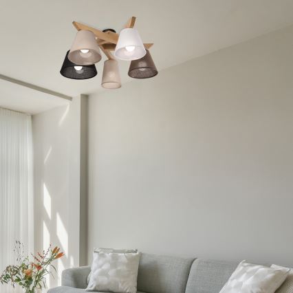 Brilagi - Lampadario a plafone ANTHONY 5xE14/40W/230V quercia