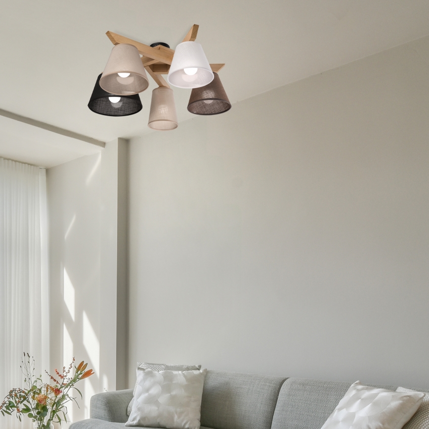 Brilagi - Lampadario a plafone ANTHONY 5xE14/40W/230V quercia