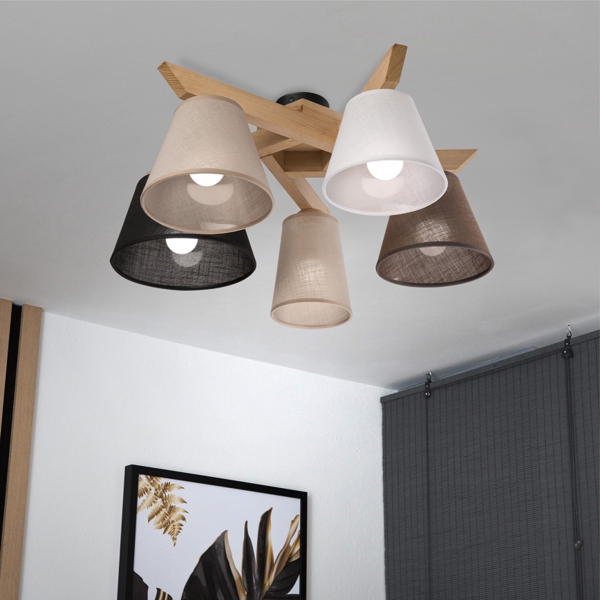 Brilagi - Lampadario a plafone ANTHONY 5xE14/40W/230V quercia