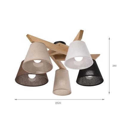 Brilagi - Lampadario a plafone ANTHONY 5xE14/40W/230V quercia