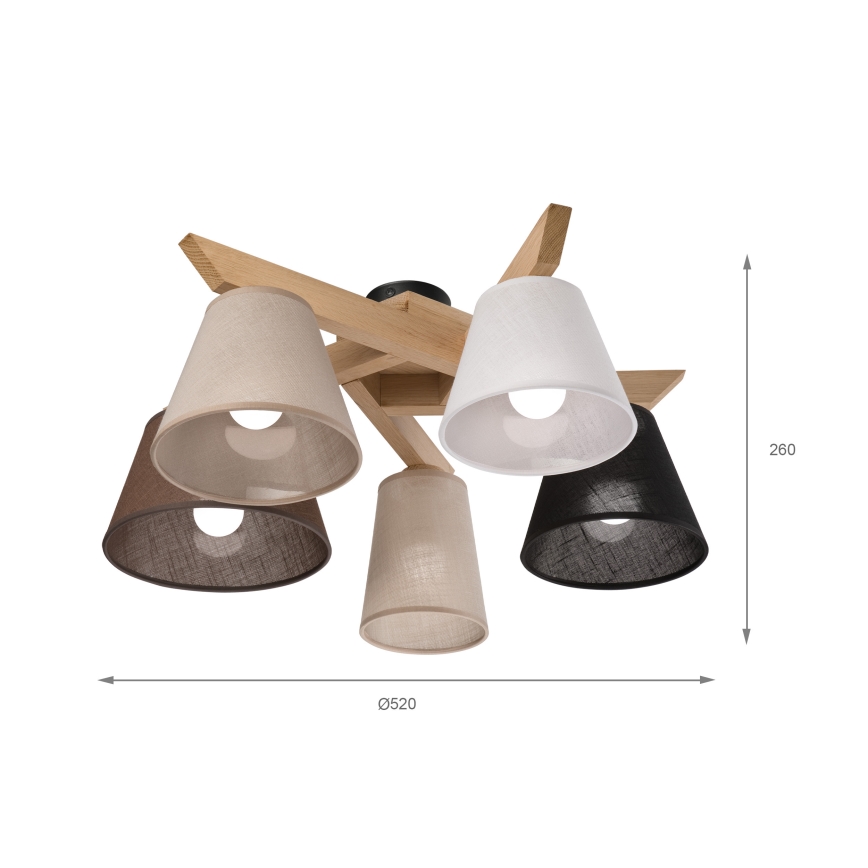 Brilagi - Lampadario a plafone ANTHONY 5xE14/40W/230V quercia