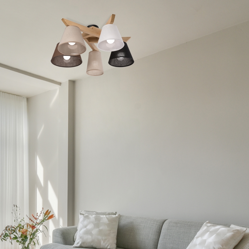 Brilagi - Lampadario a plafone ANTHONY 5xE14/40W/230V quercia