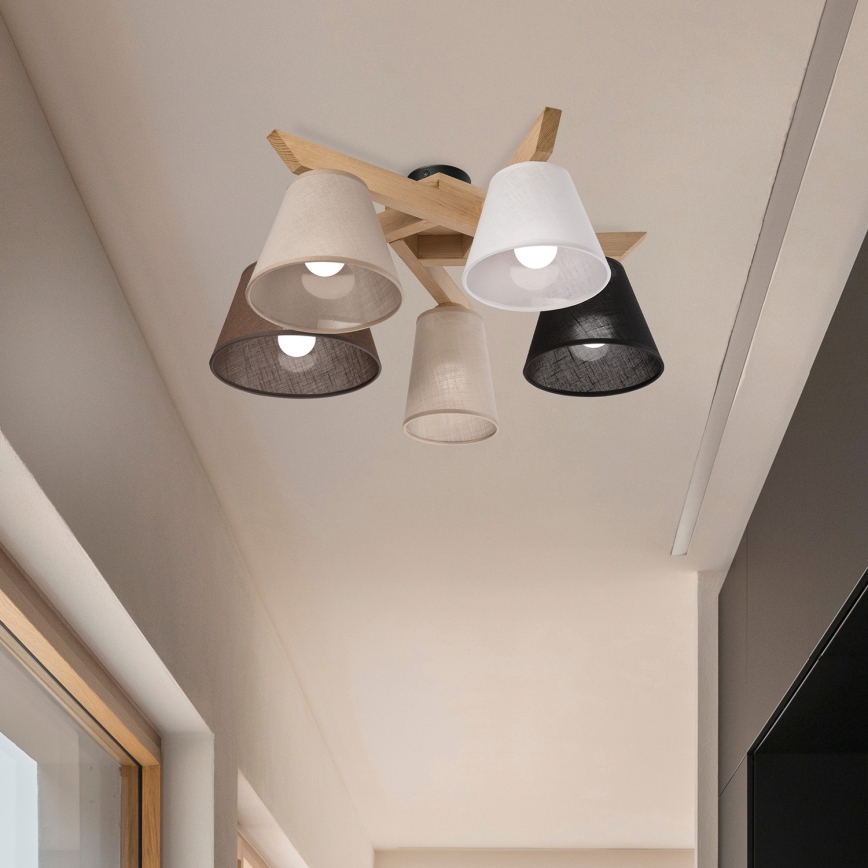 Brilagi - Lampadario a plafone ANTHONY 5xE14/40W/230V quercia