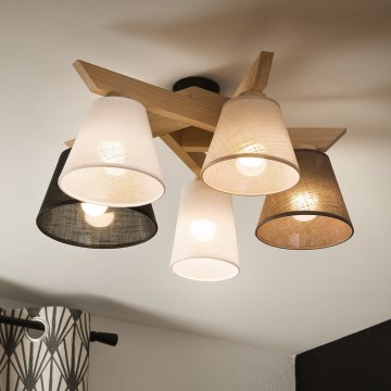 Brilagi - Lampadario a plafone ANTHONY 5xE14/40W/230V quercia